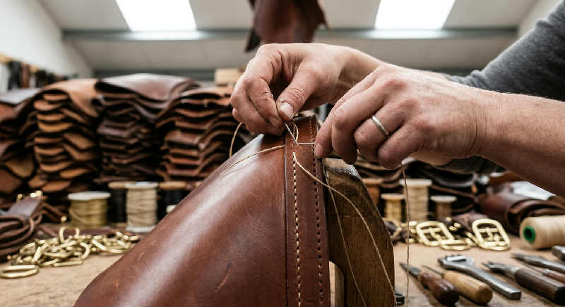 Close-up of a craftsperson's hands working on a detailed, repeating floral pattern in a bright workshop.